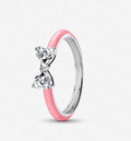 Pink Bow sterling silver Enamel Ring