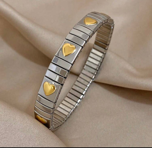 Adjustable stackable Heart Bracelet 18k Goldplated